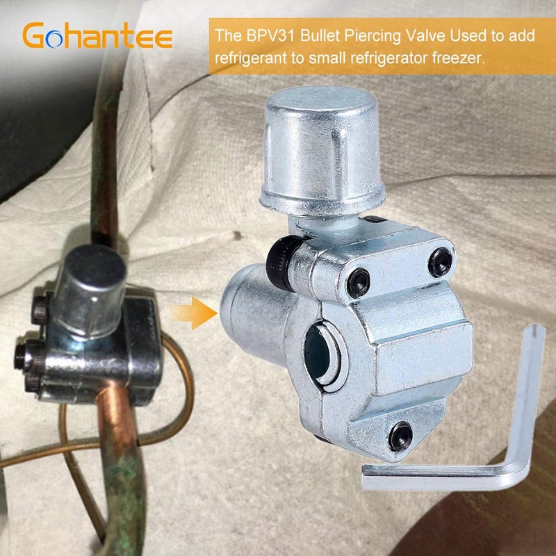 gohantee R134a Charging Hose Kit, Refrigerant Recharge Hose with Gauge 2.75â€œ, R134a Can Tap and Quick Couple, 1/4 Male Adapter Kit and BPV31 Piercing Valve for Air Conditioning - Image 3